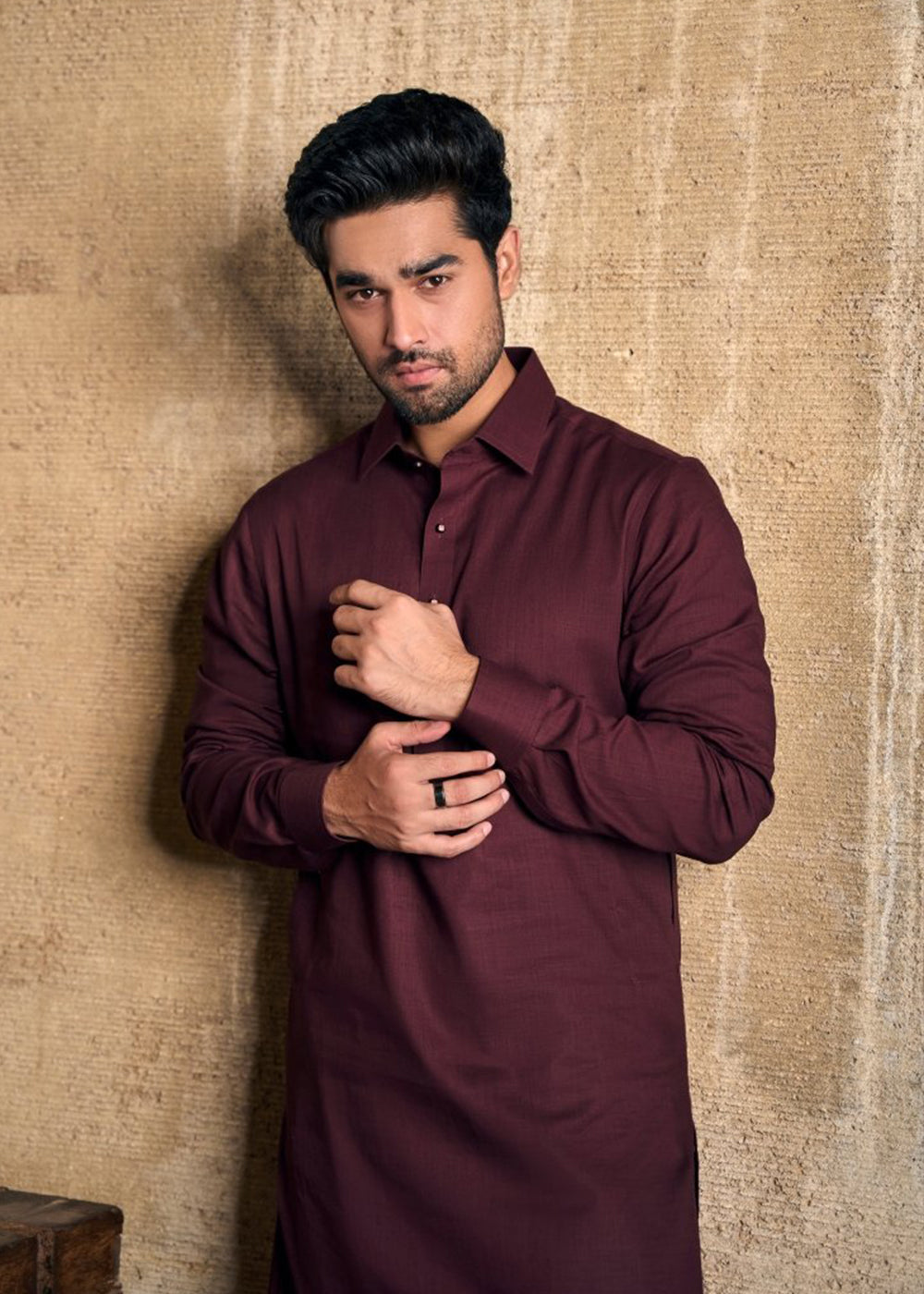 Unstitched Majestic Mehroon Cotton Suit