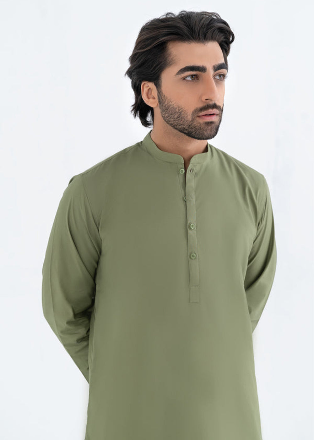 Unstitched Elegant Pista Green Cotton Suit