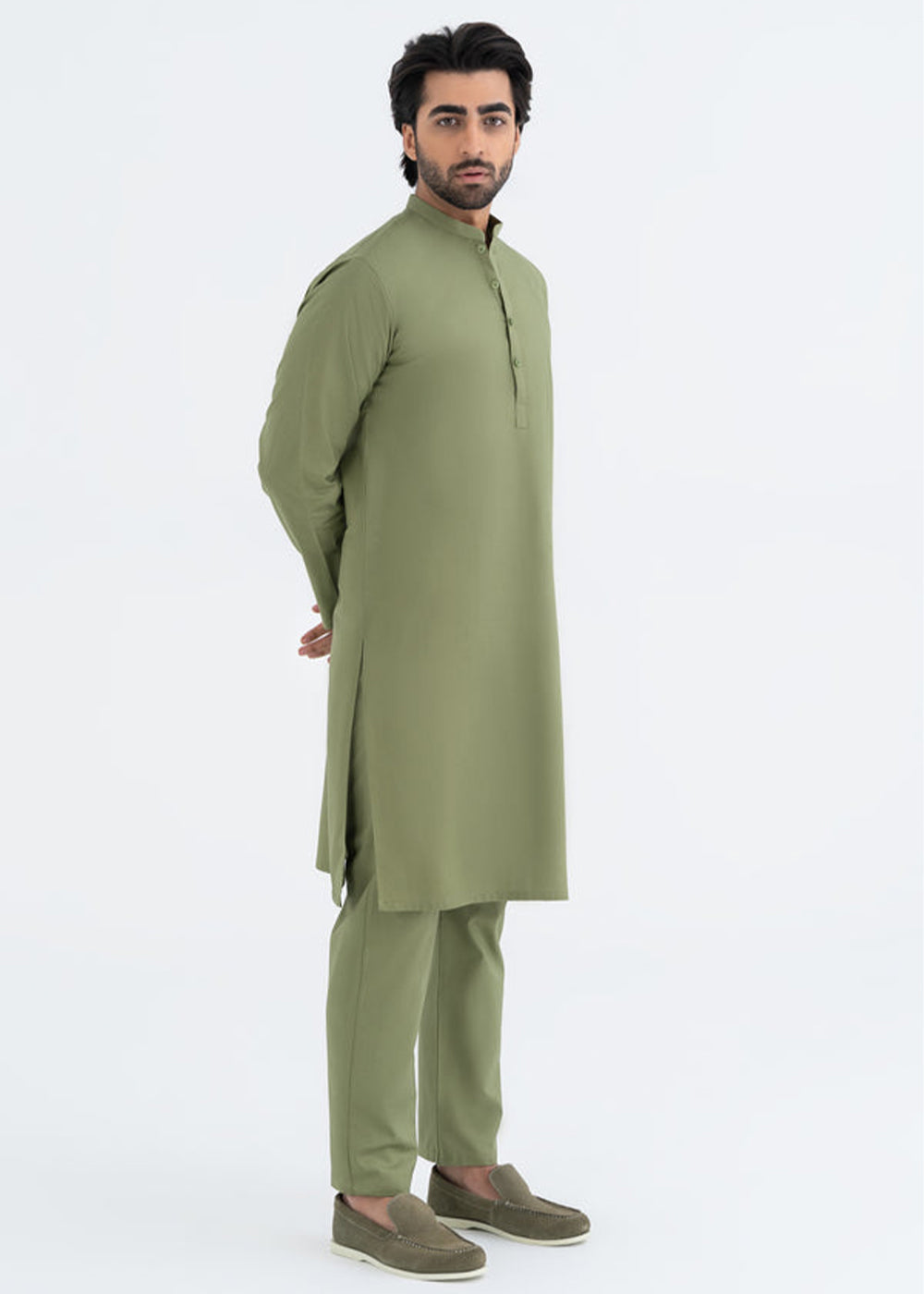 Unstitched Elegant Pista Green Cotton Suit