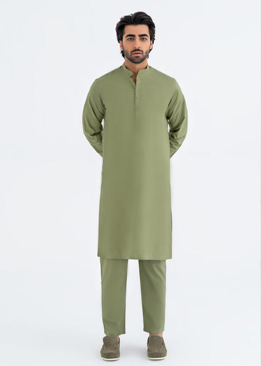 Unstitched Elegant Pista Green Cotton Suit