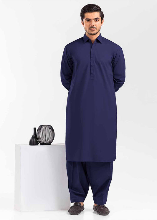 Unstitched Classic Navy Blue Cotton Suit