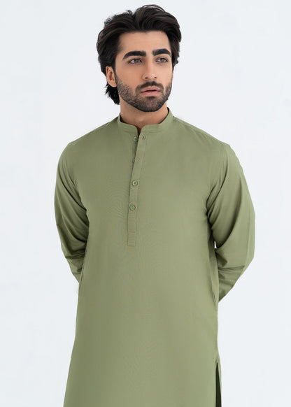 Unstitched Elegant Pista Green Cotton Suit