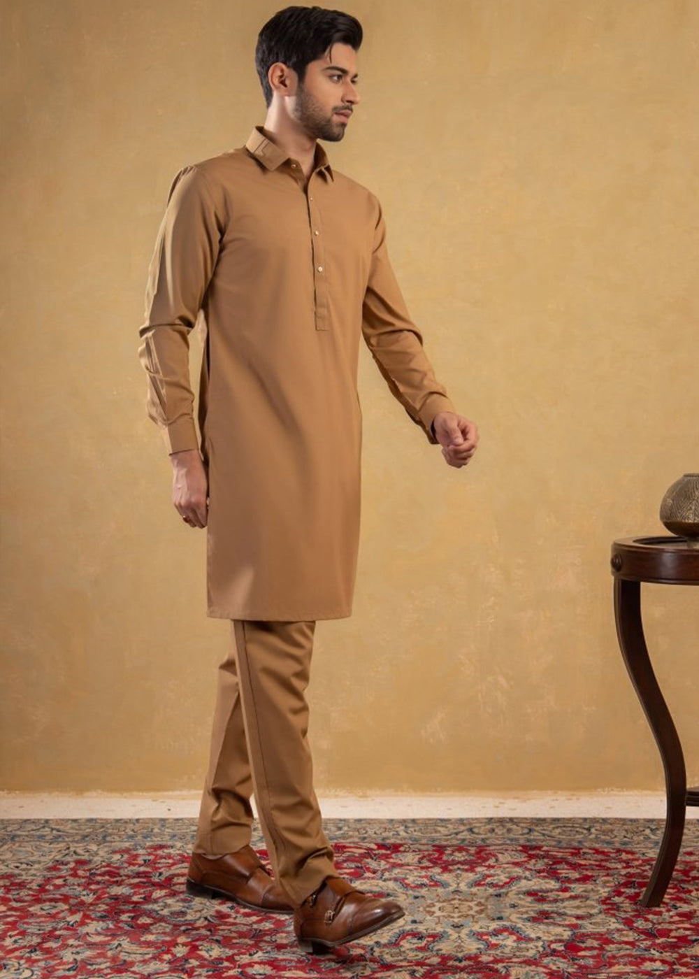 Unstitched Bold Mustard Cotton Suit