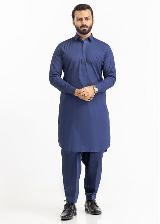 Unstitched Regal Royal Blue Cotton Suit