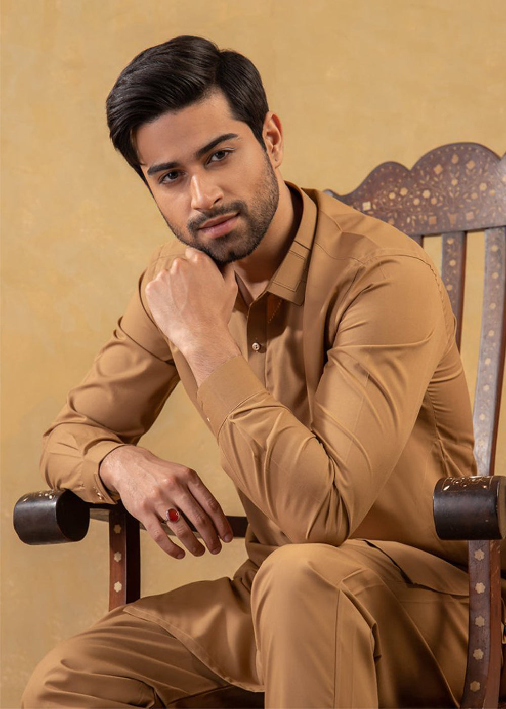 Unstitched Bold Mustard Cotton Suit